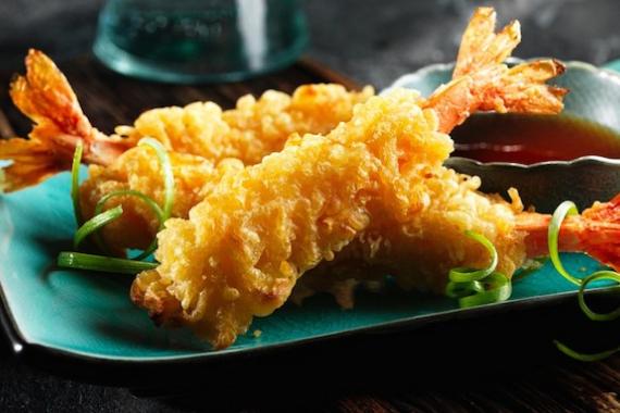 Langostinos en tempura