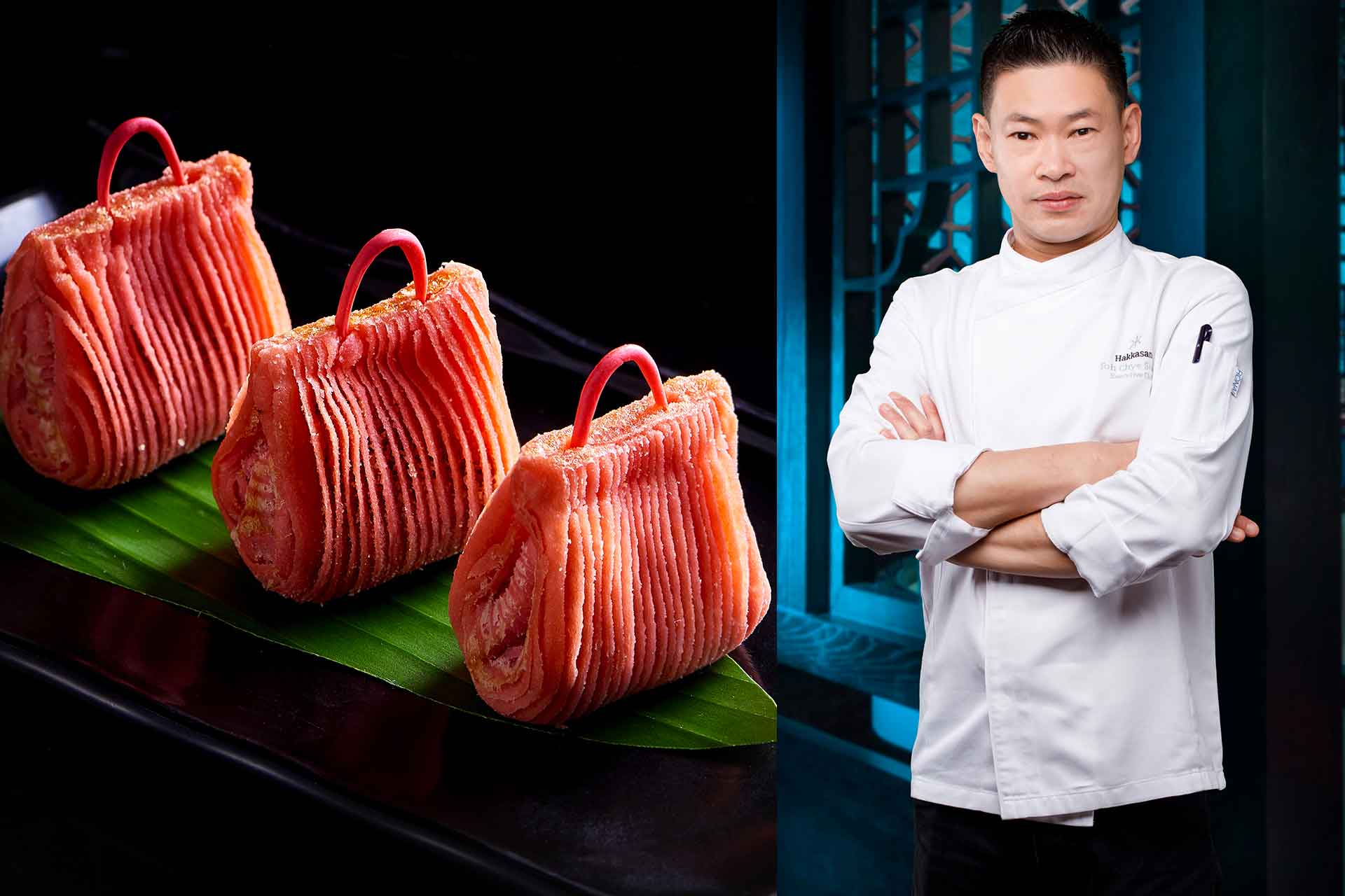 El plato estrella de Andy Toh, el hojaldre de ternera wagyu