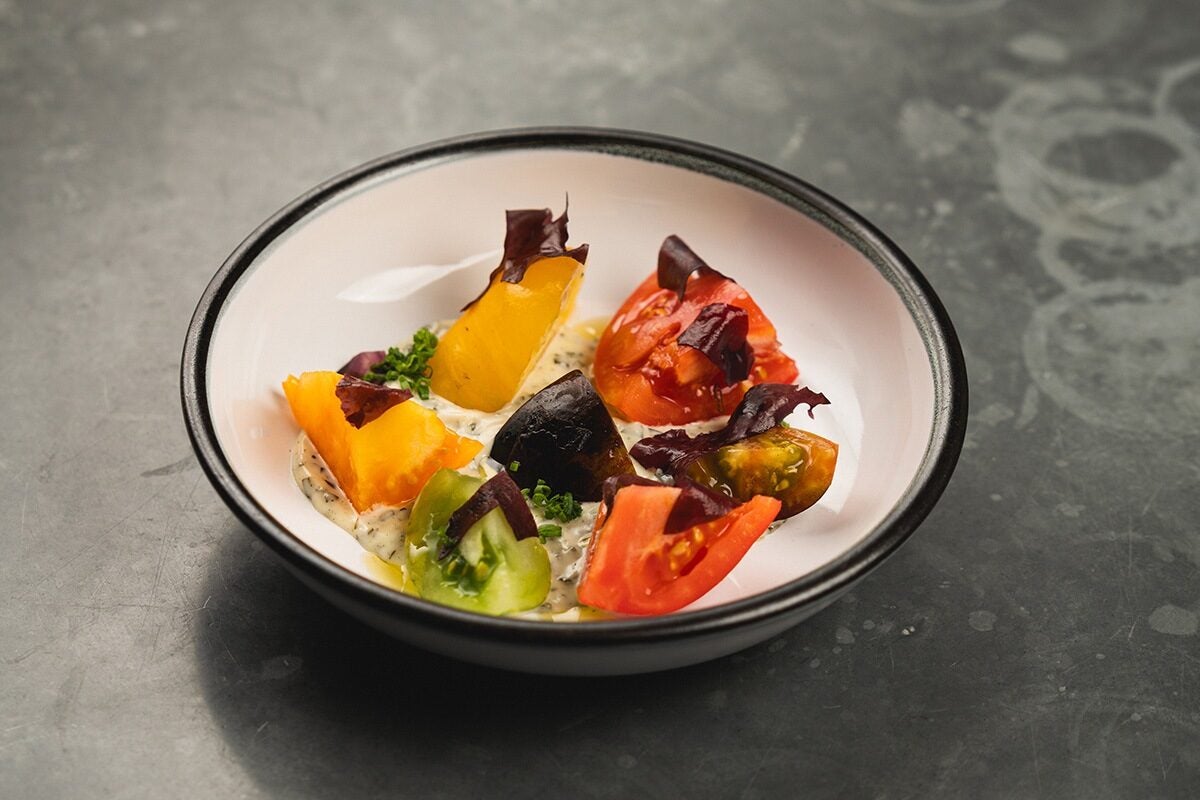 A tomato and seaweed dish at Higher Ground in Manchester.