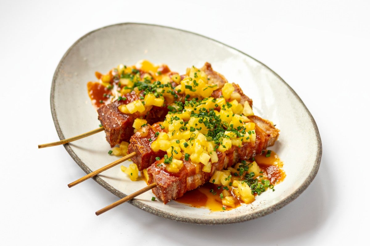 pork belly skewers Juliette Plaza