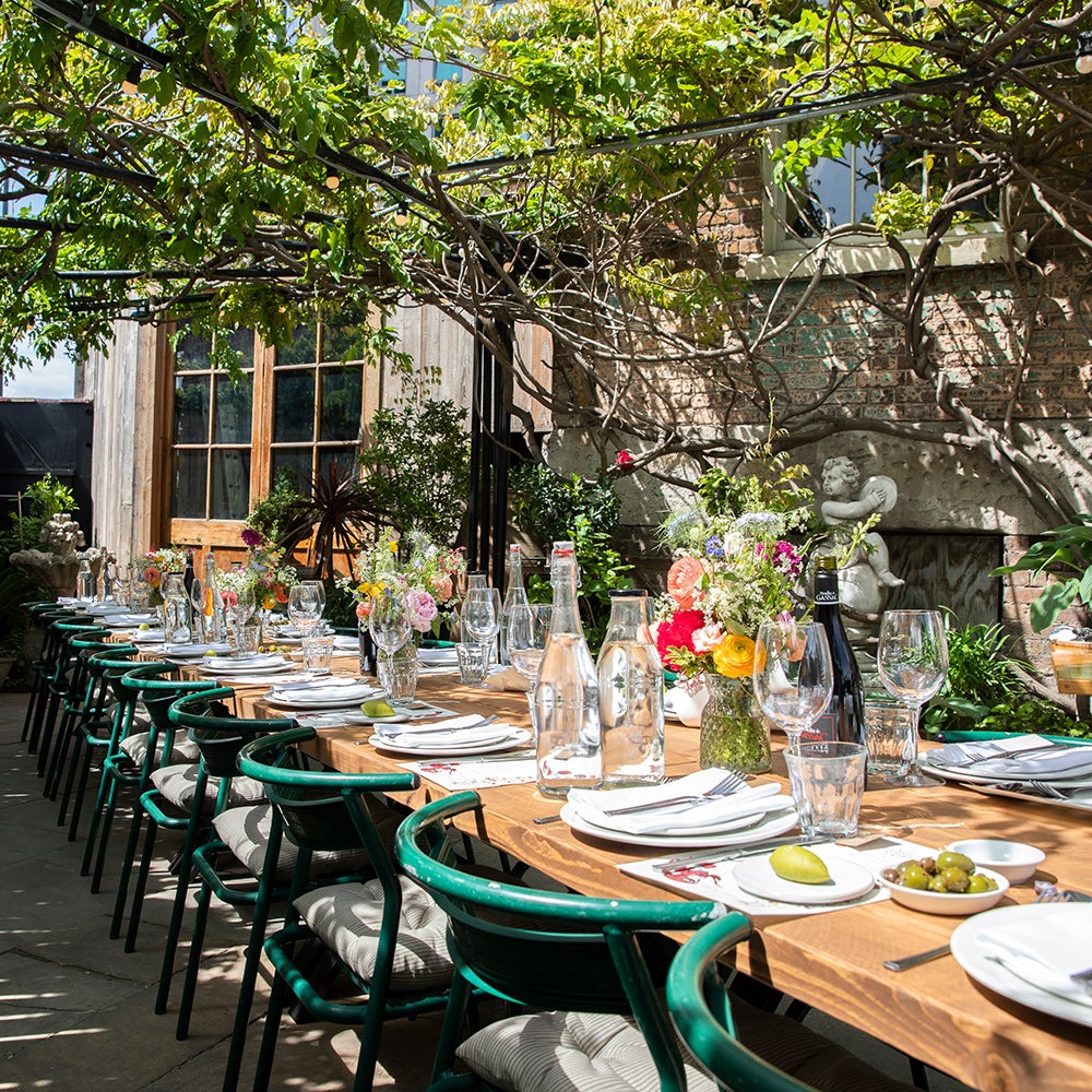 An outdoor table at Brunswick House in London.