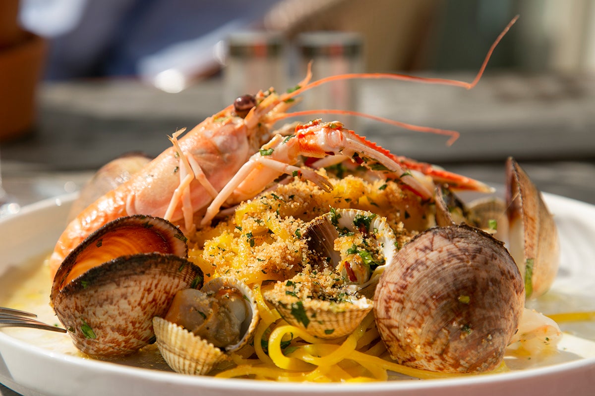 A seafood pasta dish at Eusebi Deli in Glasgow.