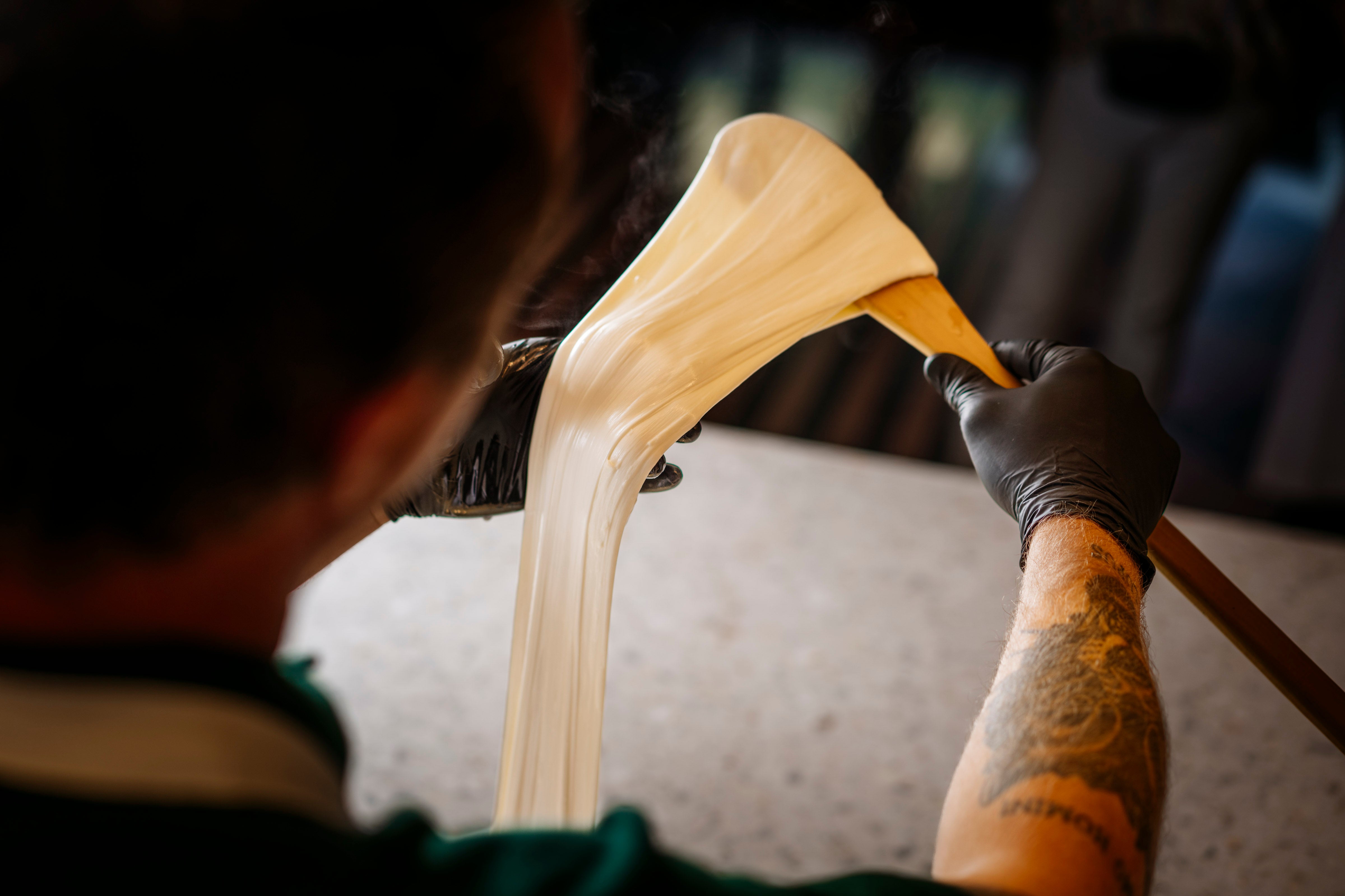 Pulling mozzarella at Che Fico