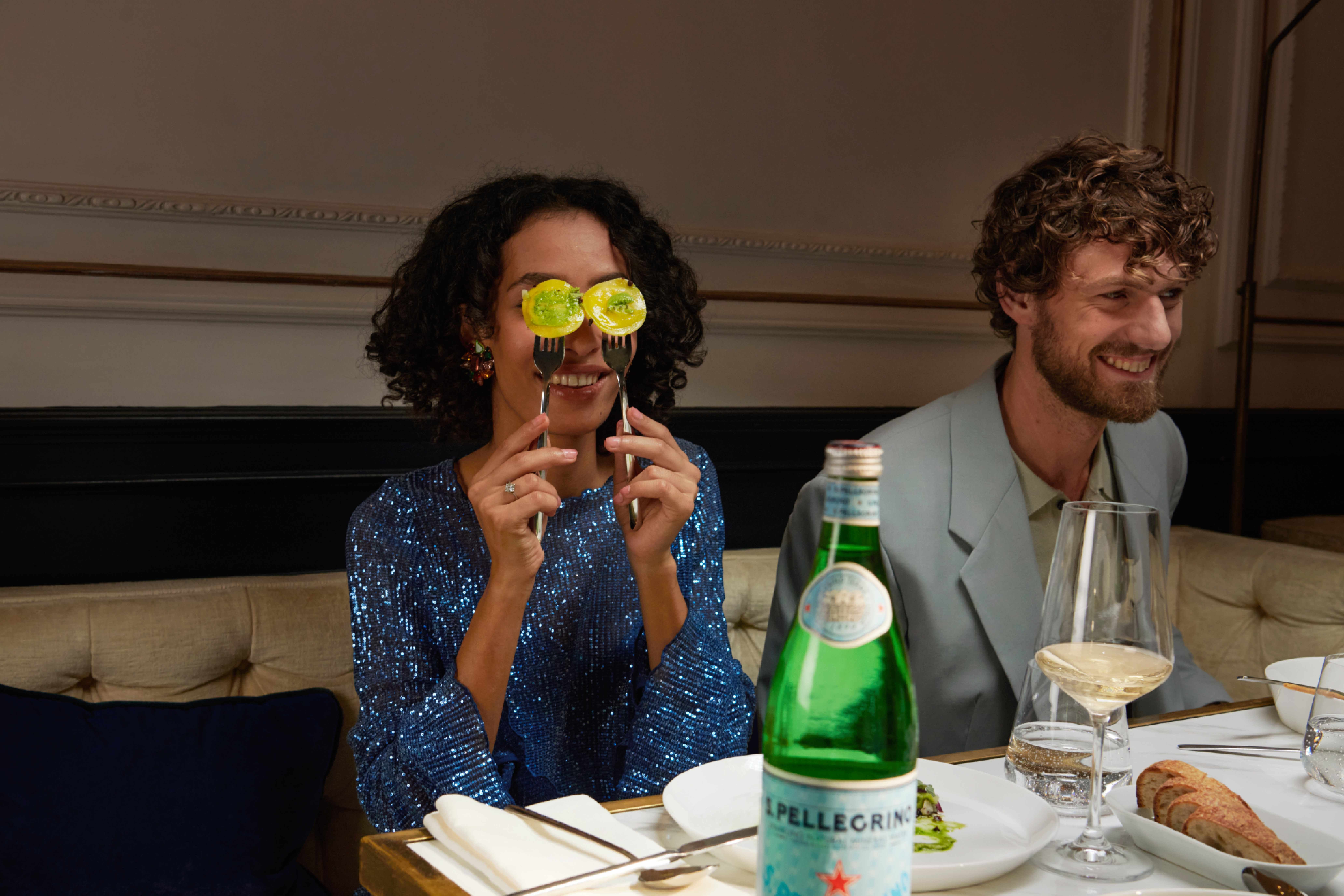 Friends dining out with S.Pellegrino