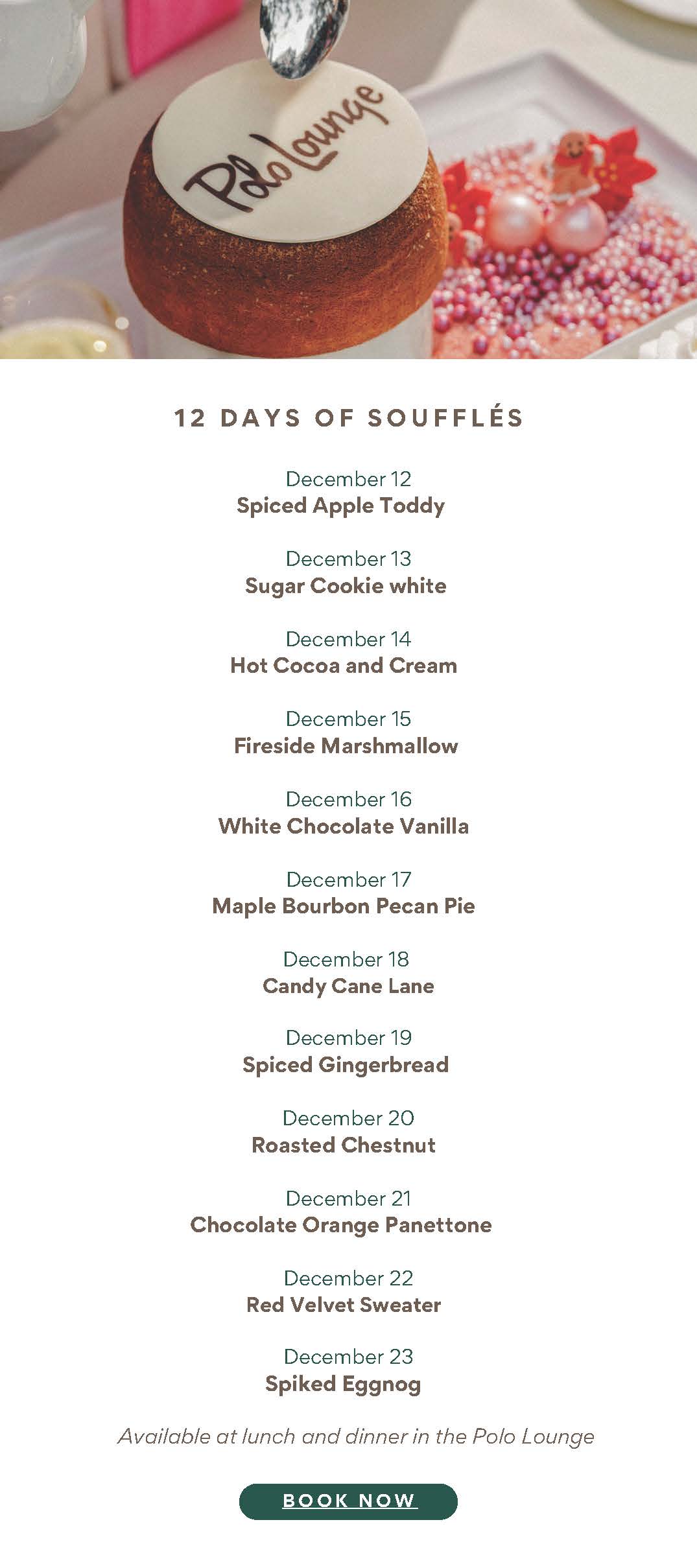 12 Days of Soufflés Menu