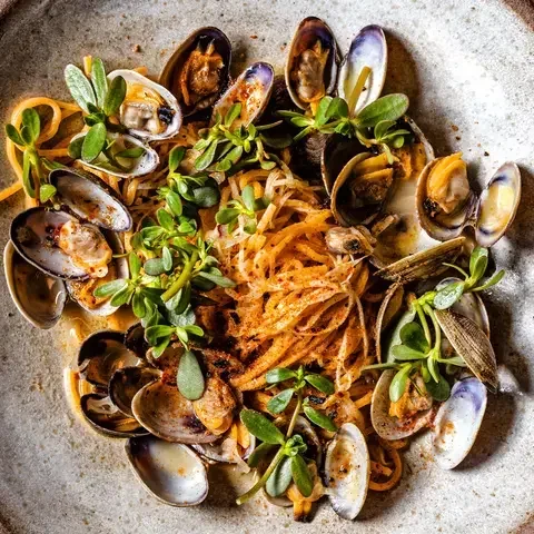 Linguine Clams Smoked Celery Root Spruce Tip