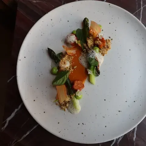 Sacramento Delta Green Asparagus and Schartner Farms Carrots at Claudine