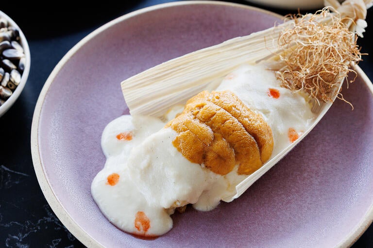 Sea Urchin Tamalito de Maíz at Maria Isabel