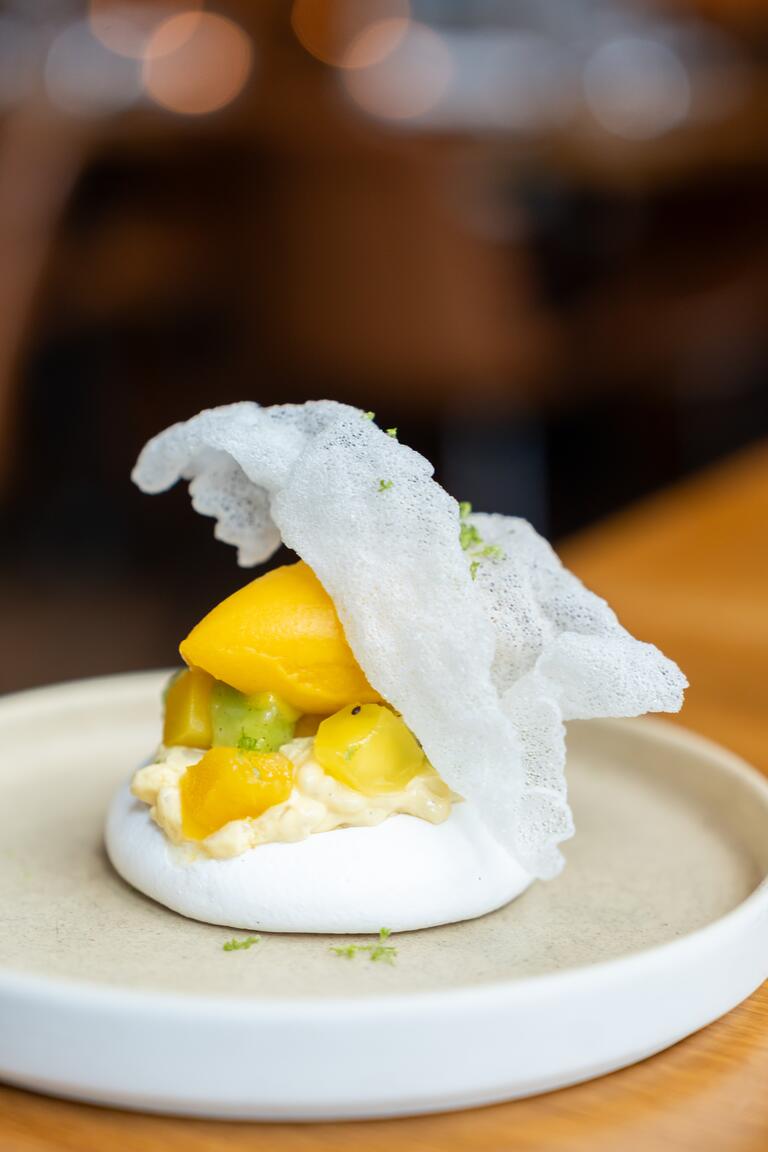 Mango Sticky Rice Pavlova at Rooster &amp; Owl