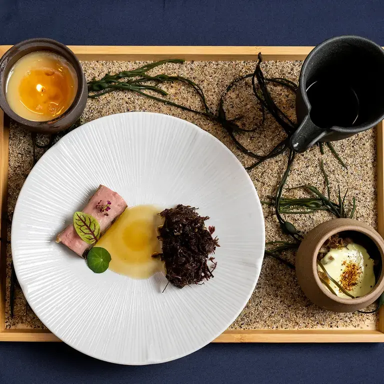 Nicolás A. López's winning dish: Pork with Hints of the Sea.