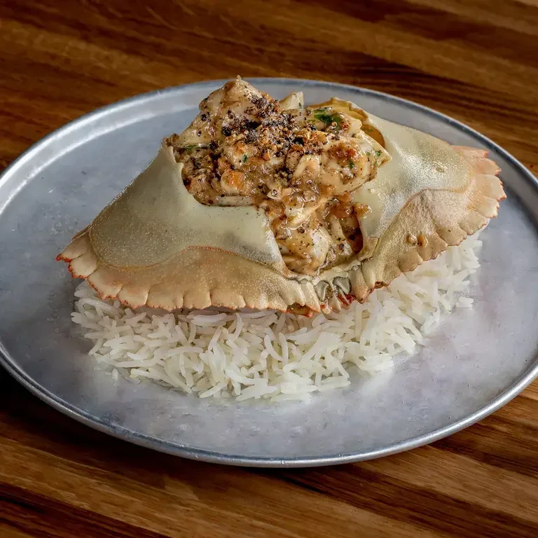 Butter Pepper Garlic Crab at Dhamaka