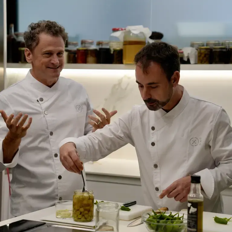 David Moscow with Chef Eduard Xatruch of Disfrutar