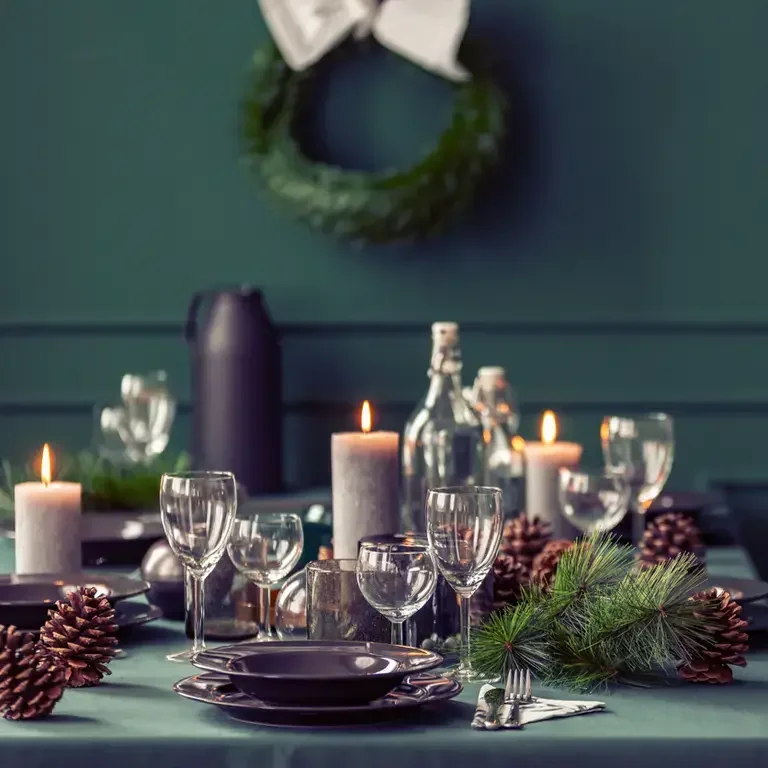 A Christmas table setting