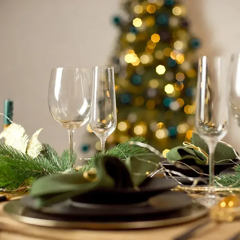 A Christmas table setting