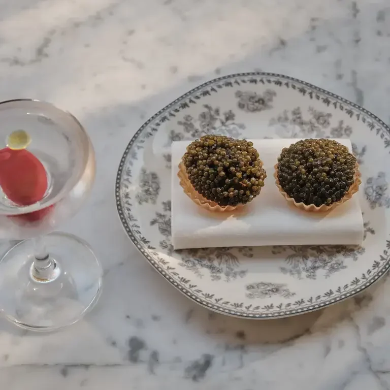 Dante Aperitivo Caviar Tart &amp; Caprese Martini