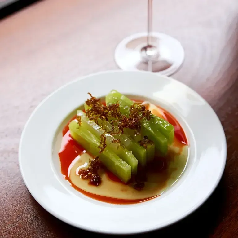 Celtuce and Wine at Lei