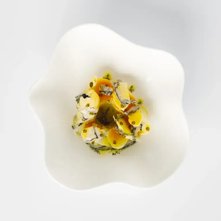 White Asparagus with Smoked Butter and Cured Yolk