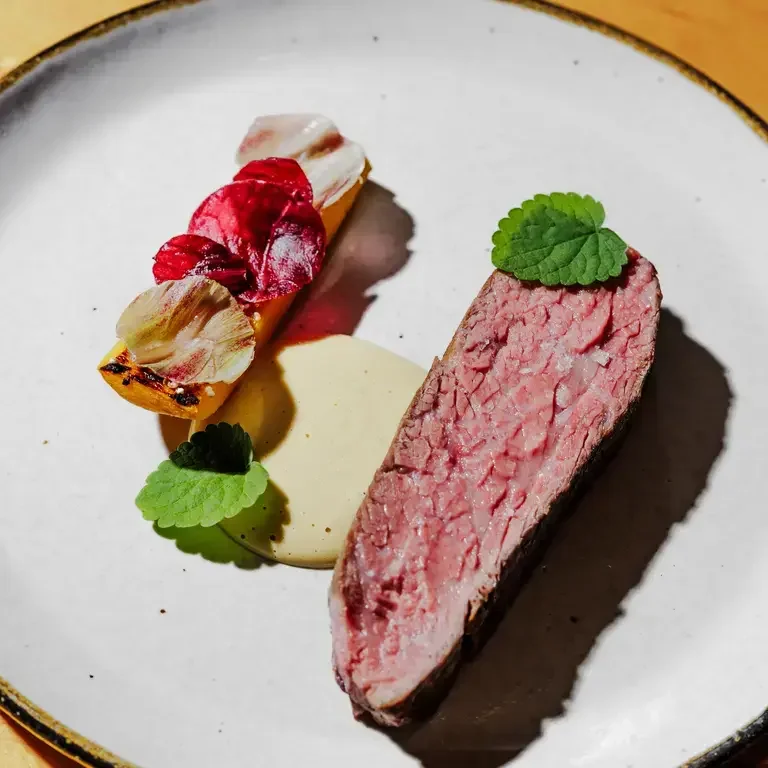 Black Hack Farm Tri Tip, Delicata, Foie Gras at Bastion