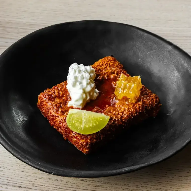 Hot Curry, Swordfish, Honey, Sour Cream, Tomatillo