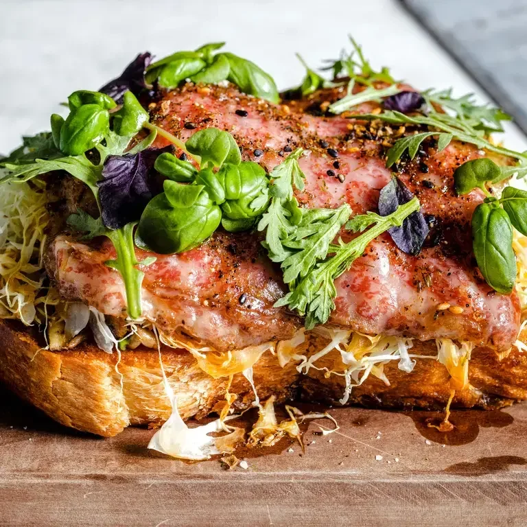 Wagyu Toast on Japanese Milk Bread with Soy Ginger Glaze