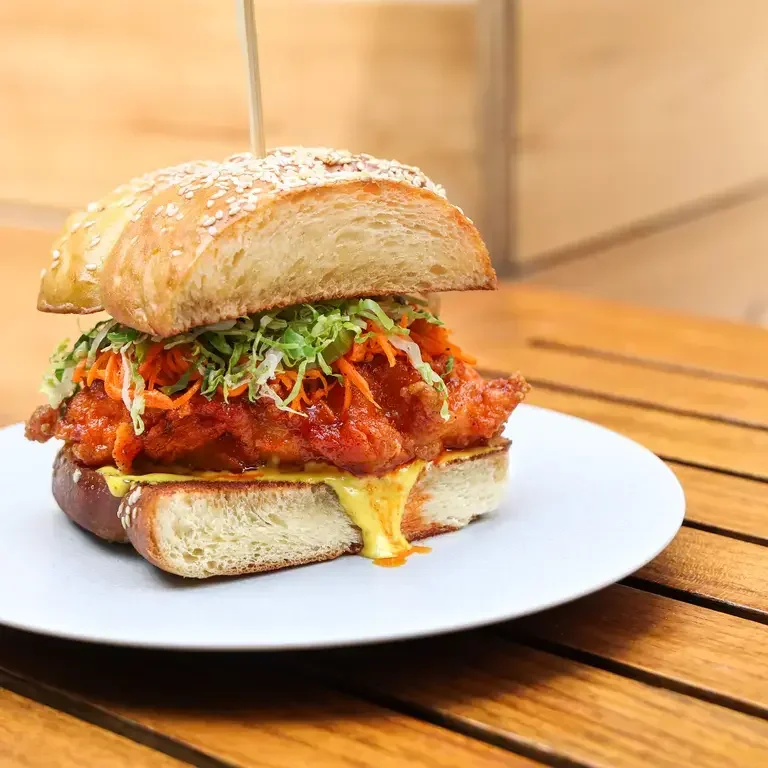 NARO and Thea Fried Chicken Sandwich on Challah