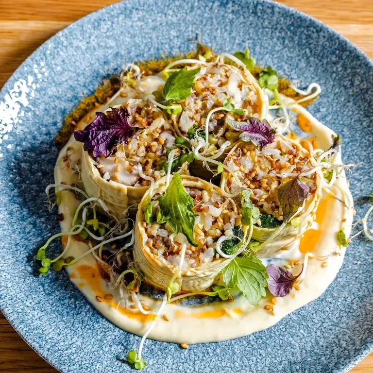 Yuba Inari with Miso Aioli Kosho Vinaigrette