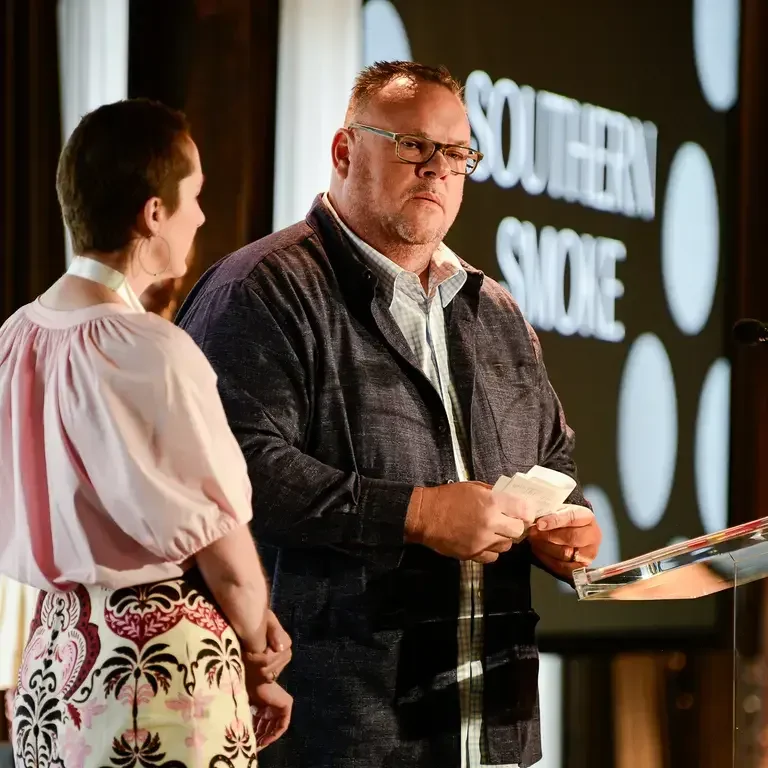 Chris Shepherd and executive director Lindsey Brown, Southern Smoke Foundation