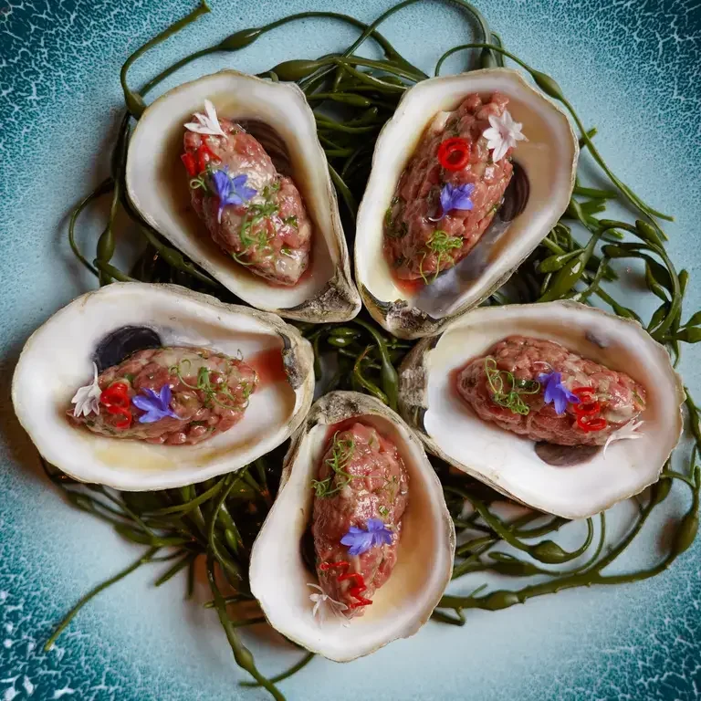 Wild Divers Oyster and Wagyu Tartare with Anchovy Vinaigrette