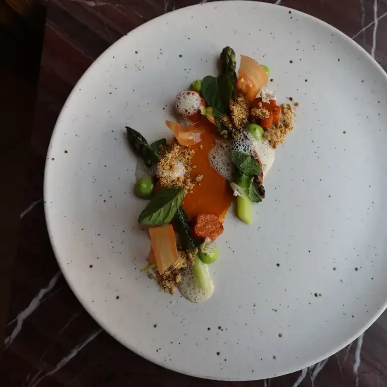 Sacramento Delta Green Asparagus and Schartner Farms Carrots at Claudine