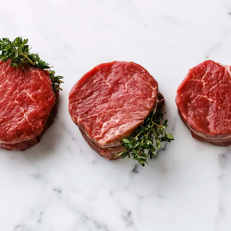 Raw filet mignon steak.