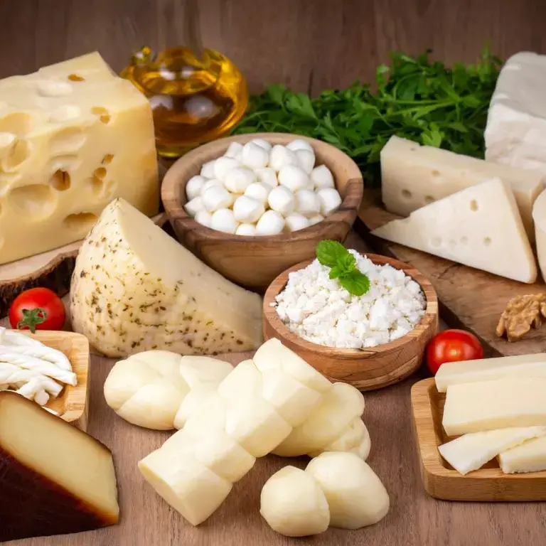 A selection of different types of cheese from all the world