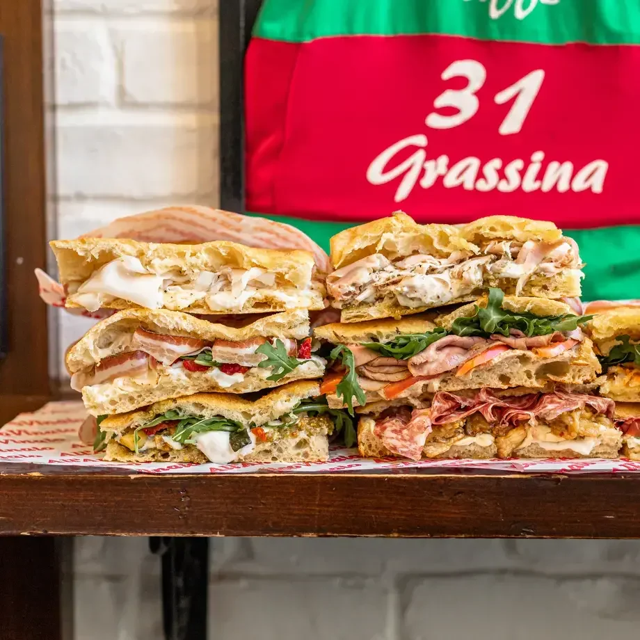 All’Antico Vinaio stacked sandwiches