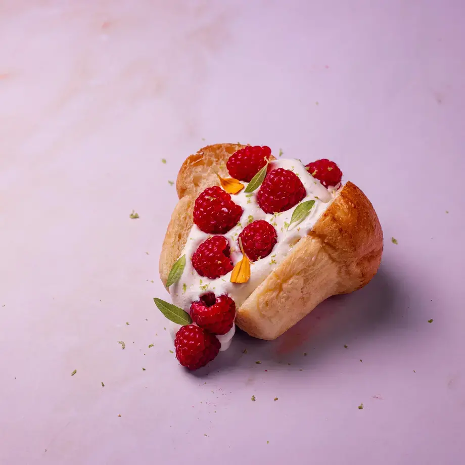 Baba with Raspberries