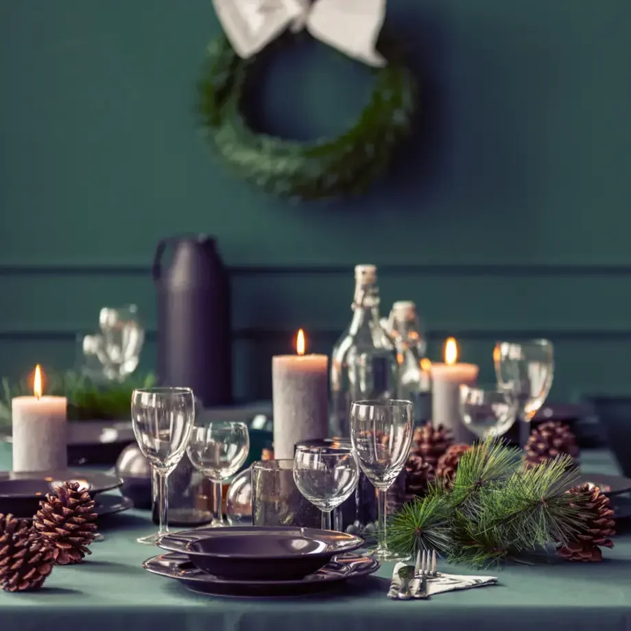A Christmas table setting
