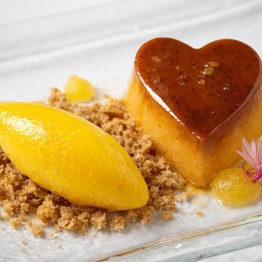 Orange Flan with Clementine Sorbet