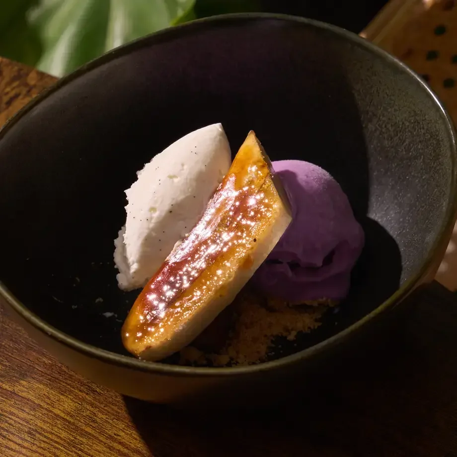 Grilled Banana Sundae with Ube Ice Cream