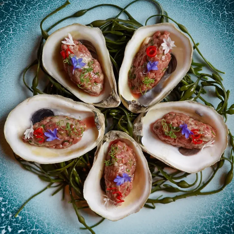Wild Divers Oyster and Wagyu Tartare with Anchovy Vinaigrette