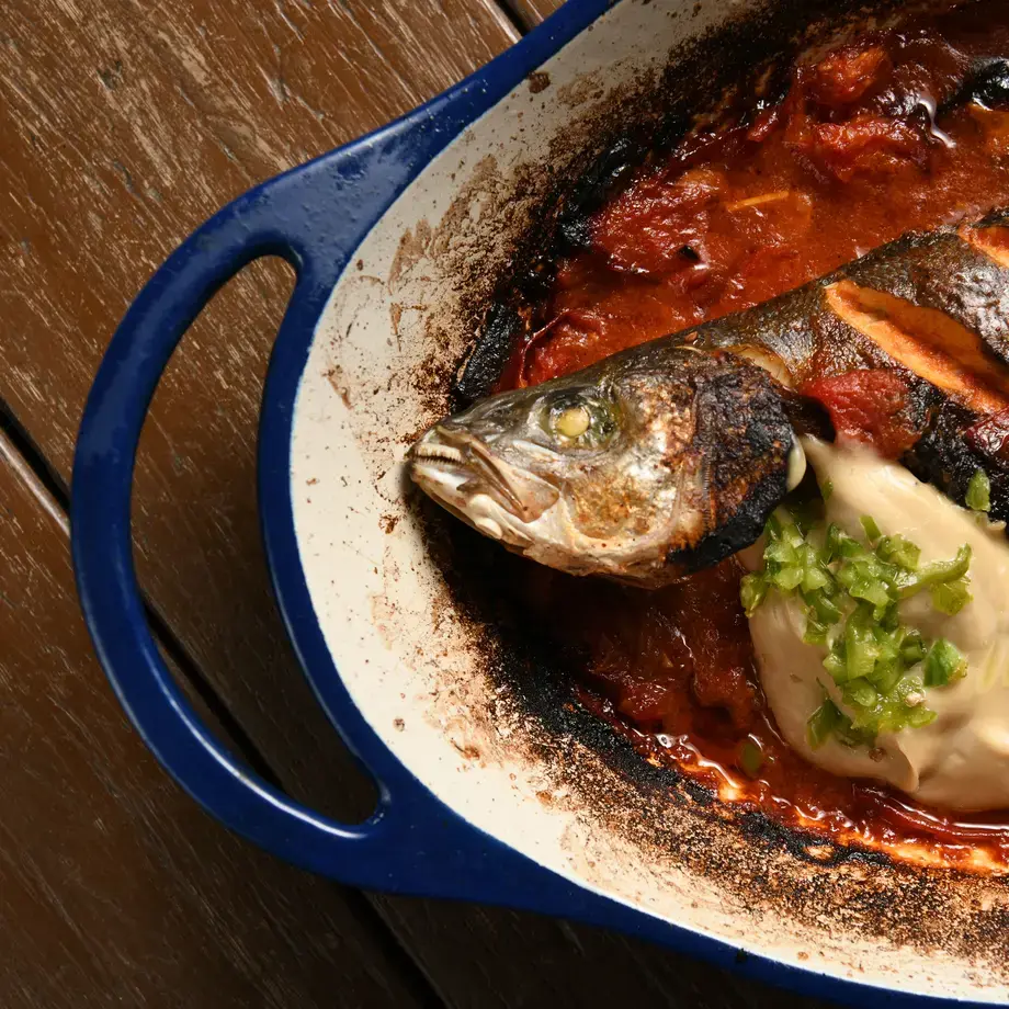 Roasted Branzino at Malka