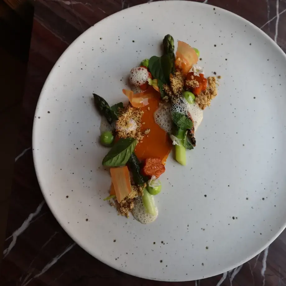 Sacramento Delta Green Asparagus and Schartner Farms Carrots at Claudine