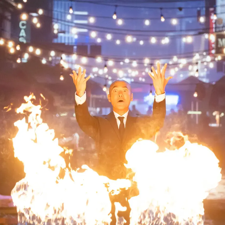 Mark Dacascos and flames