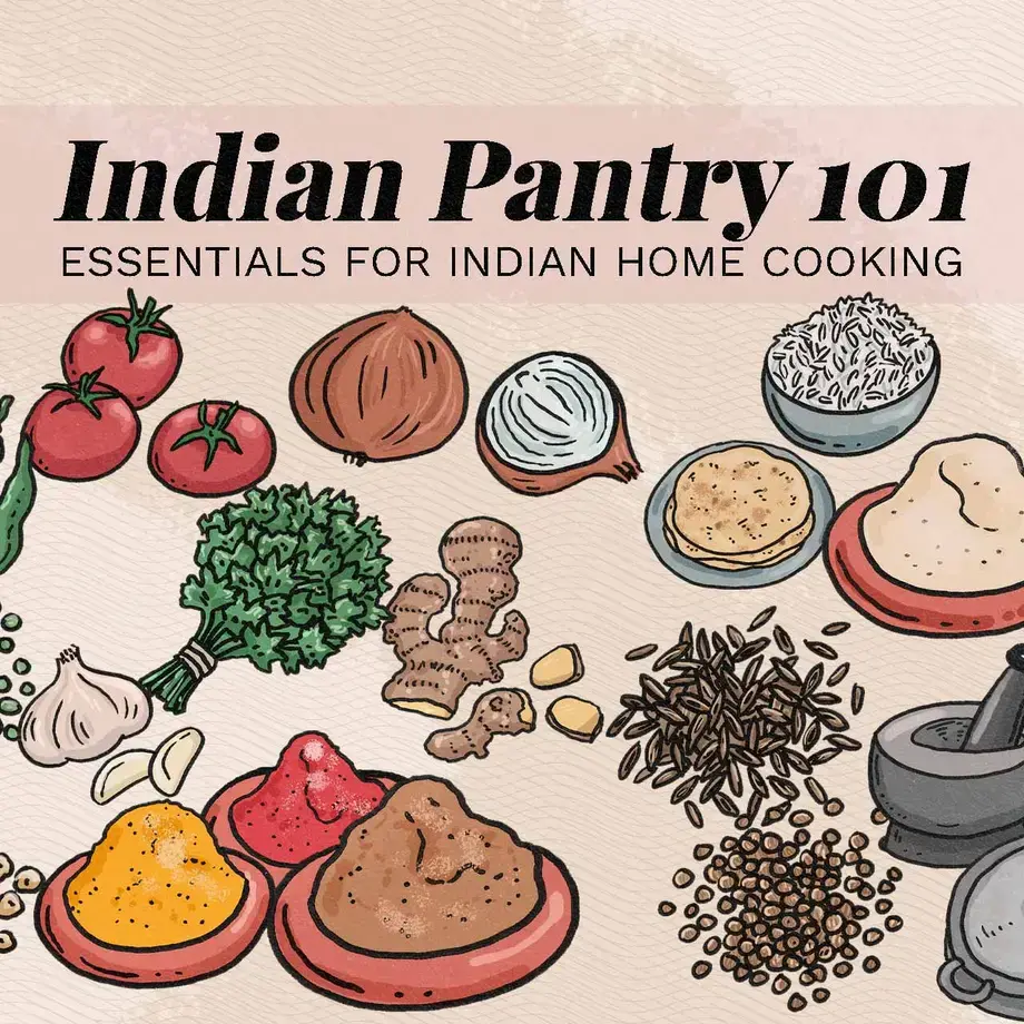 indian pantry illustration spices ingredients equipment