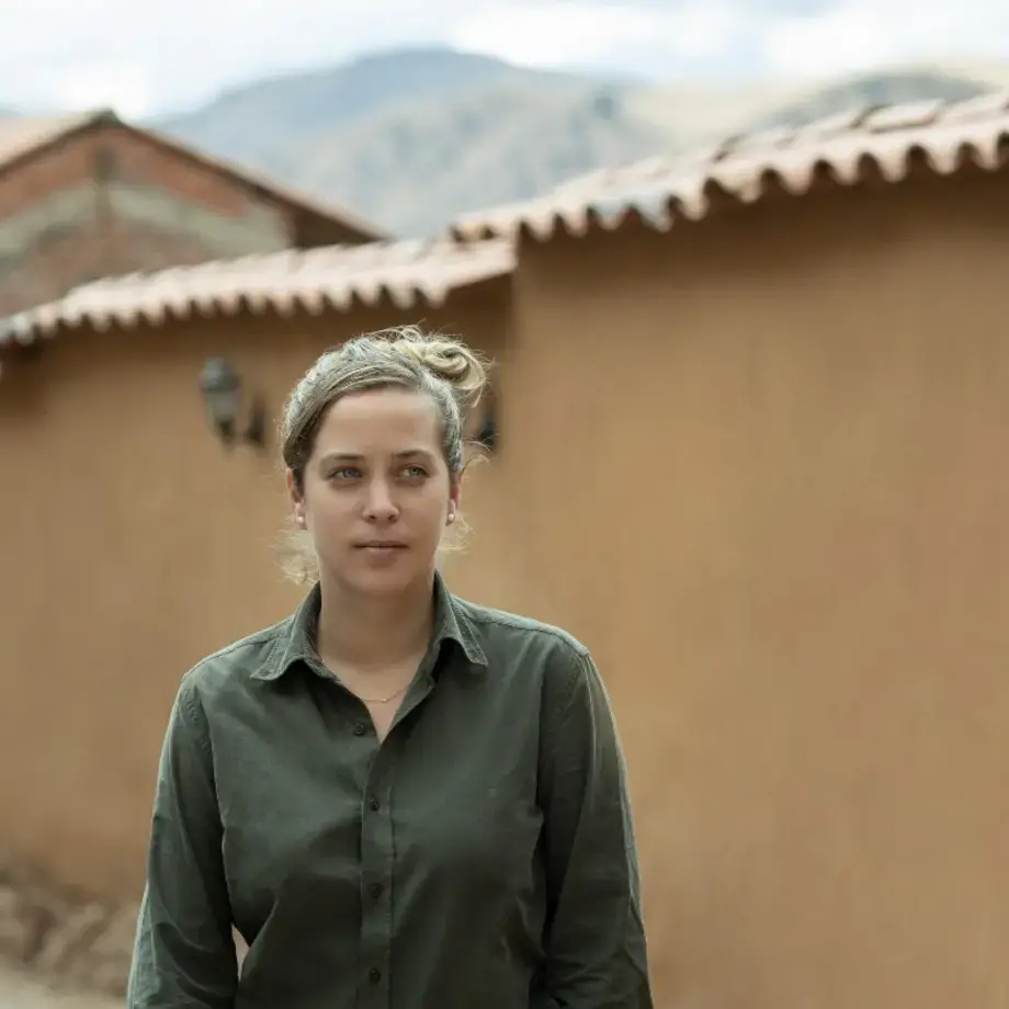 Chef Pía León outside Mauka restaurant in Cusco.