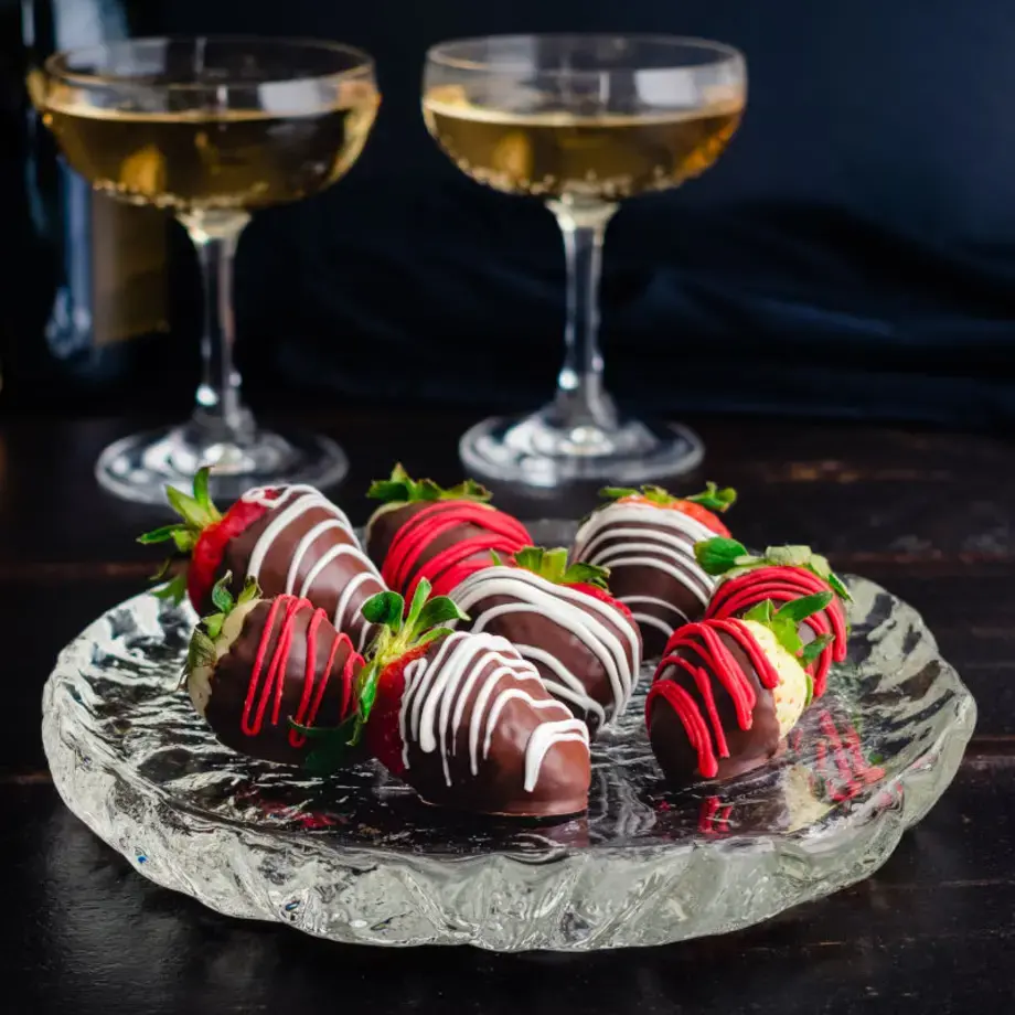 Chocolate-covered strawberries for Valentine's Day.