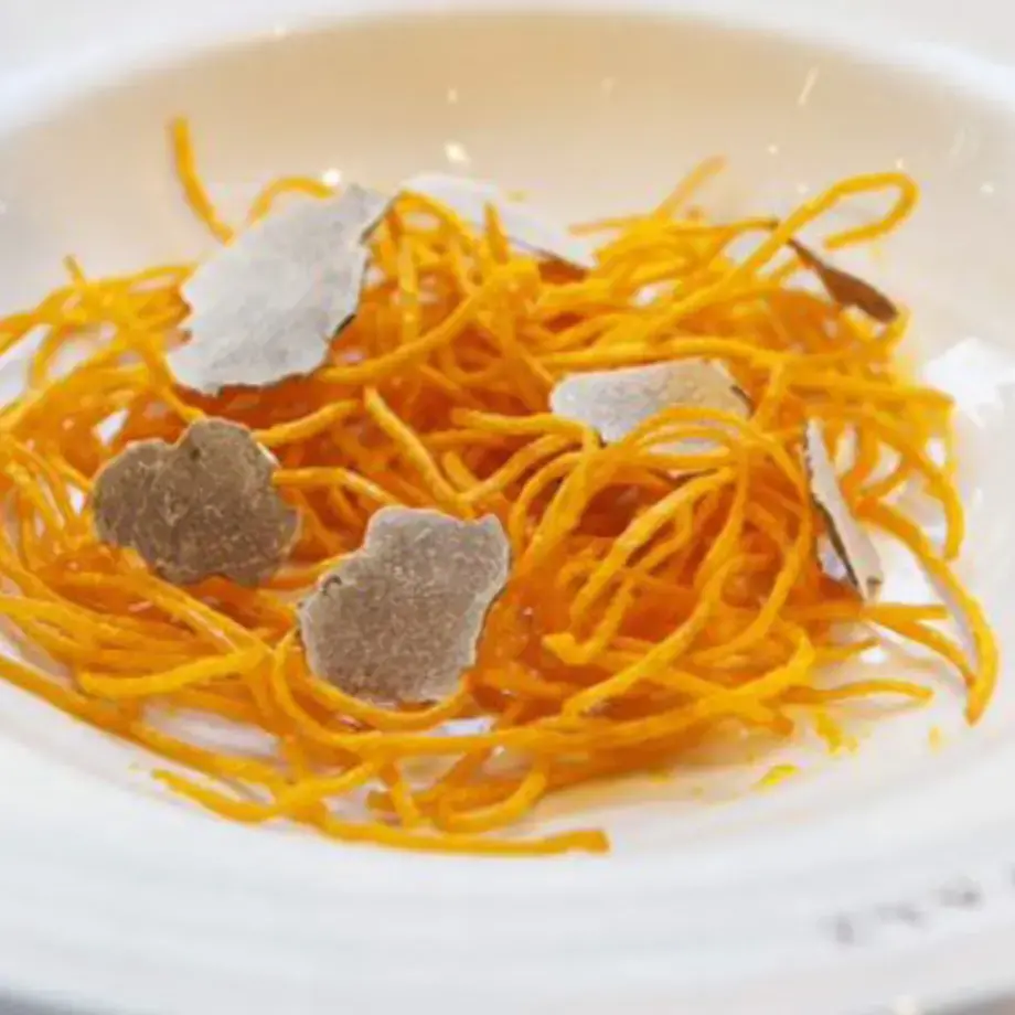 Marinated Egg Yolk Tagliolini With White Truffle