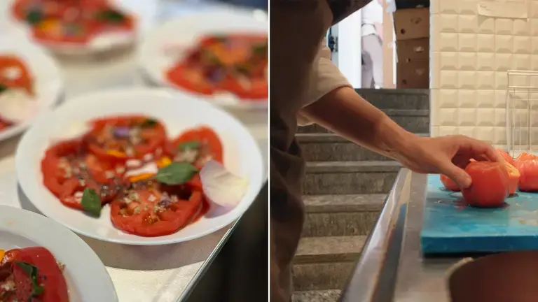 Manual preparation of herbs and edible flowers for culinary decoration