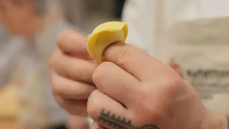 Chef Shapes the Tortelloni the Traditional Way
