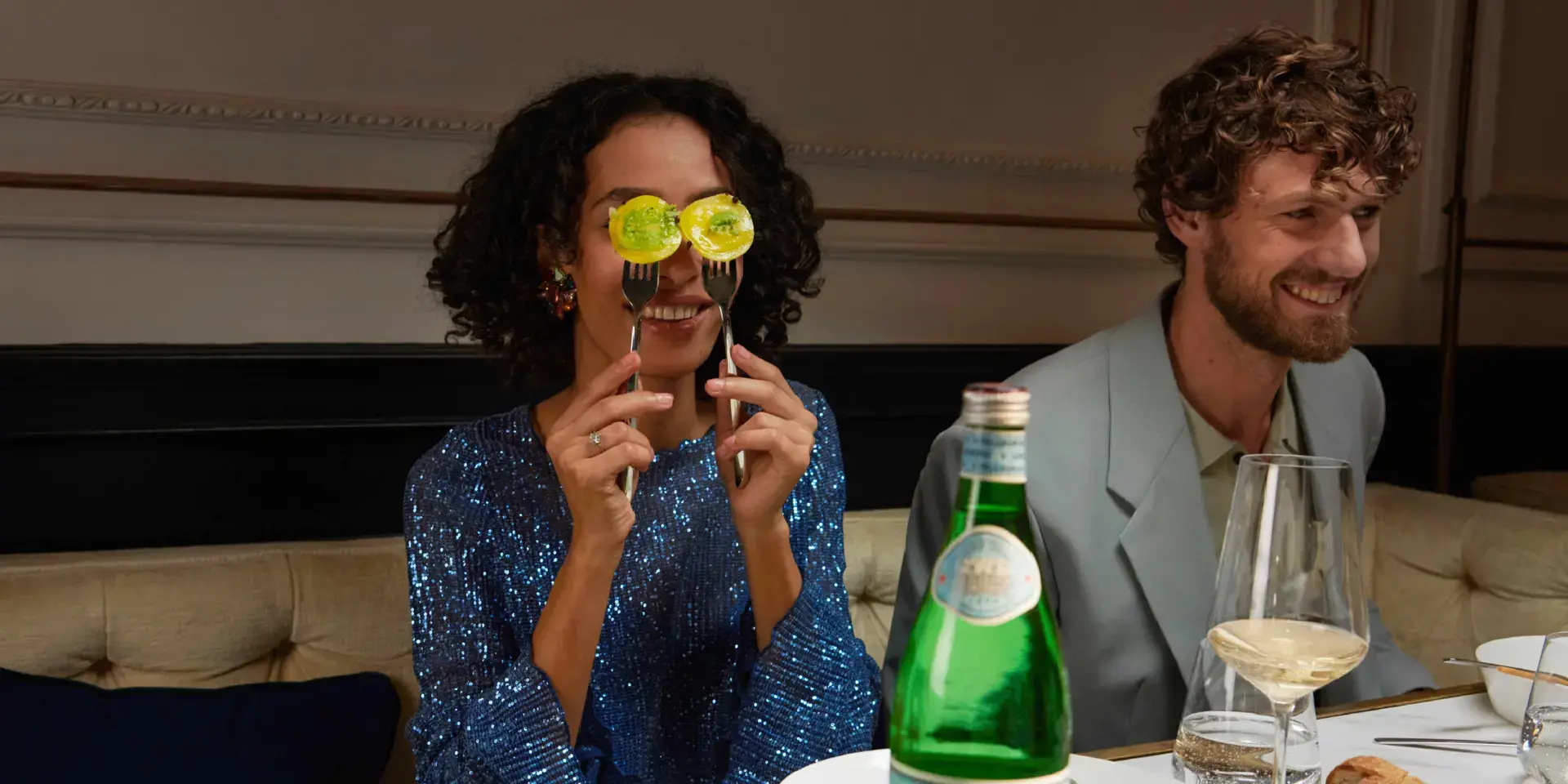 Friends dining out with S.Pellegrino