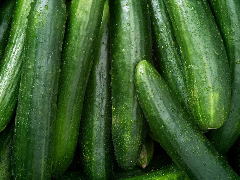 Whole cucumbers.