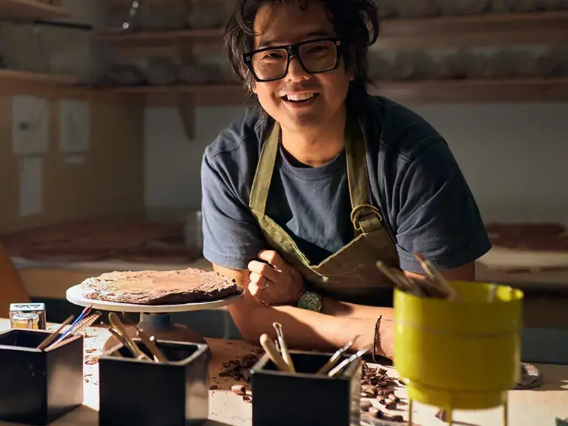 Chef Diego Oka in his studio.
