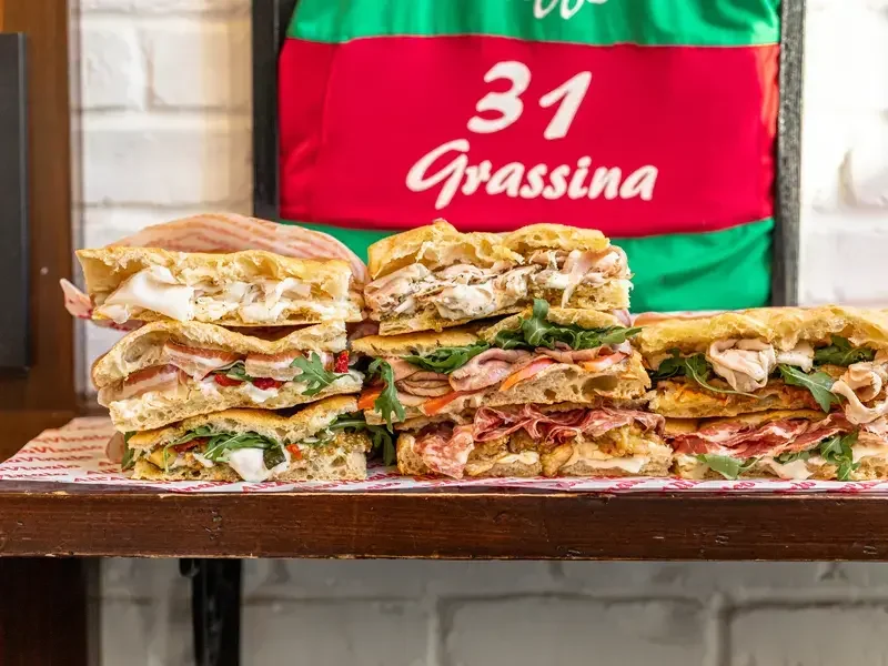 All’Antico Vinaio stacked sandwiches